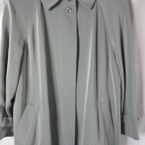Utex Design Trench Coat Woman's Button Up Pockets Lined Full Length Gray Size 14 - Picture 8 of 15